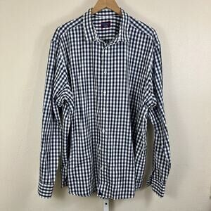 Untuckit Gingham Check Wrinkle Free Button Down Shirt Mens 3XT Blue White
